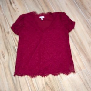 Joie Magenta Lace Top